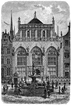 Artus court (Artushof) in Danzig, stock exchange  in the 18th century built in Dutch mannerism style in 1350