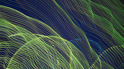 abstract night light wave line. random color bands.