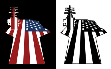 Patriotic U.S. Aircraft Carrier American Flag Isolated Vector Illustration