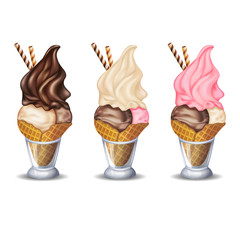 Vector ice cream set on a white background.