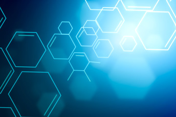 Obraz na płótnie Canvas blue Futuristic hexagon background sciences illustration. HUD element. Technology concept. 3d landscape. Big data futuristic abstract background