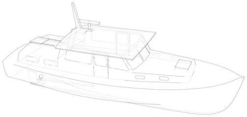Boat. EPS10 format. Wire-frame Vector created of 3d. EPS10 format.