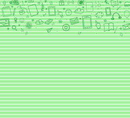 Abstract line pattern with school supplies. Graphic stripe paper background. Back to school. Hand drawn line backdrop. Education concept