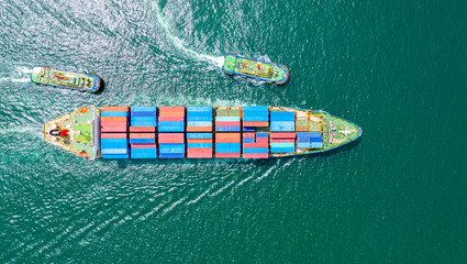 Container Ship Vessel Cargo Carrier. import export logistic and export products worldwide