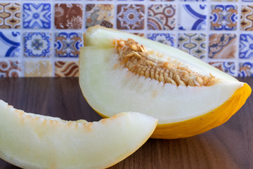 Close de Melão fatiado