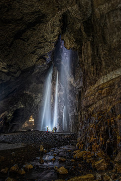 Underground Waterfalls And River At Gaping Gill, Yorkshire