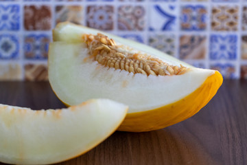 Close de Melão fatiado