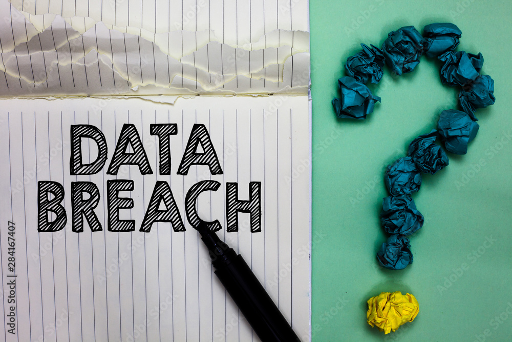 Poster conceptual hand writing showing data breach. business photo text security incident where sensitive p