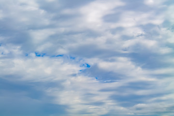 White and lush clouds in the blue sky
