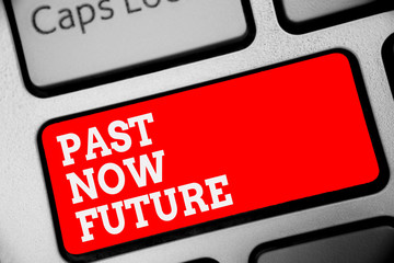 Word writing text Past Now Future. Business concept for Last time Present Following actions Destiny...