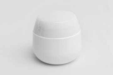 Jar of facial cream, copy space, text