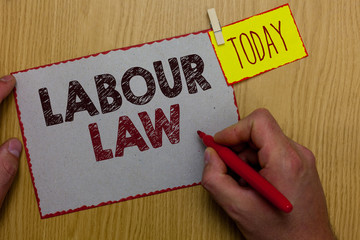 Word writing text Labour Law. Business concept for Rules implemented by the state between employers...