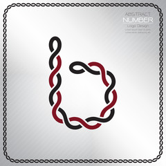 Modern number six template, design the rope to be a alphabet, Vector