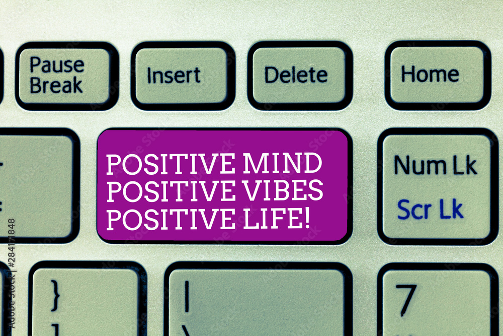 Poster conceptual hand writing showing positive mind positive vibes positive life. business photo text moti