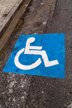 Handicaped parking icon on the street