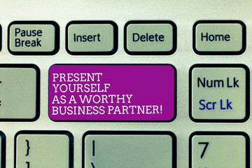 Conceptual hand writing showing Present Yourself As A Worthy Business Partner. Business photo text...