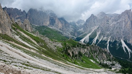 Obraz premium Wanderung im Rosengarten, Dolomiten Südtirol, Hochgebirge
