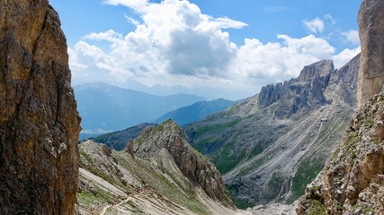 Fototapeta premium Wanderung im Rosengarten, Dolomiten Südtirol, Hochgebirge