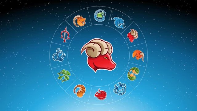 Animation of Colorful Aries Zodiac Sign
