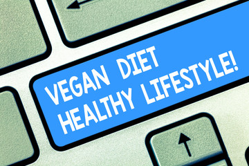 Handwriting text Vegan Diet Healthy Lifestyle. Concept meaning Healthy lifestyle eating vegetables...