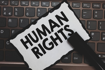 Handwriting text Human Rights. Concept meaning Moral Principles Standards Norms of a people...