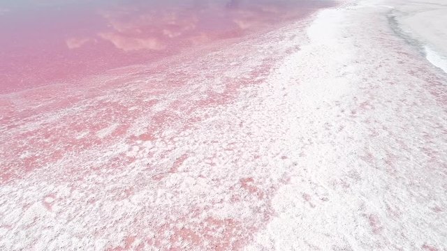 Exotic spa resort. Nature beauty. Pink salt lake water.