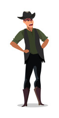 Cowboy shouting gesture flat vector illustration