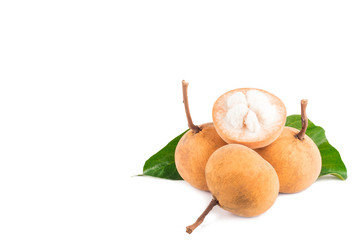 organic fresh fruit santol sold thailands on white background planting agriculture food isolated