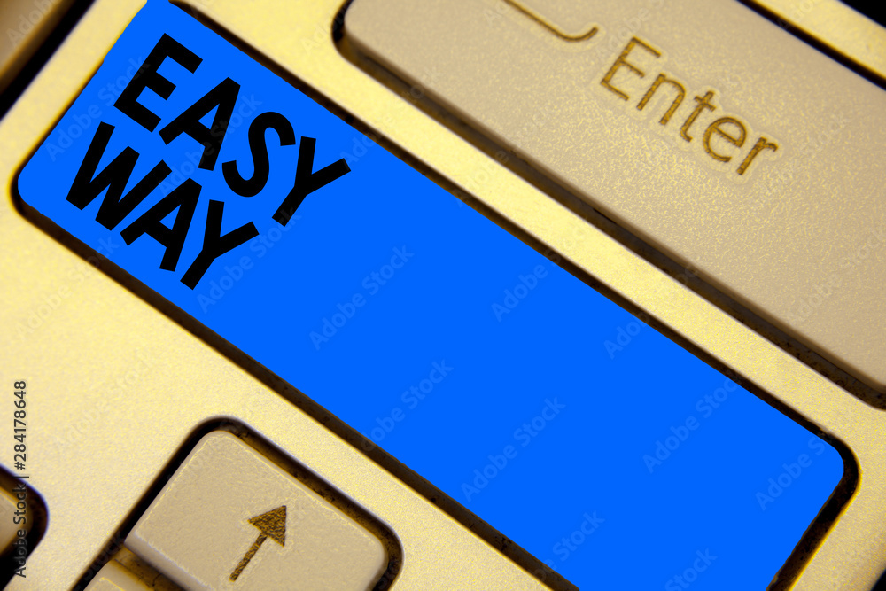 Poster handwriting text writing easy way. concept meaning making hard decision between two less and more ef