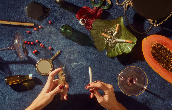 Flat lay fashion high end composition