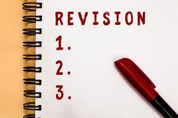 Handwriting text writing Revision. Concept meaning revised edition or form something action of...