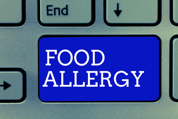 Fototapeta premium Handwriting text Food Allergy. Concept meaning Immune system reaction that occurs after eating a certain food.
