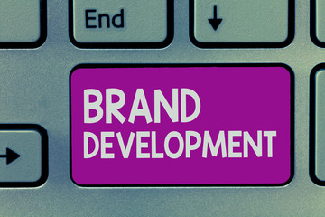 Handwriting text writing Brand Development. Concept meaning Defining the product to excel in the market Promoting.