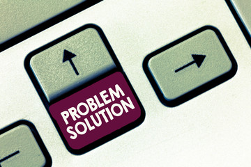 Conceptual hand writing showing Problem Solution. Business photo text solving consists of using...
