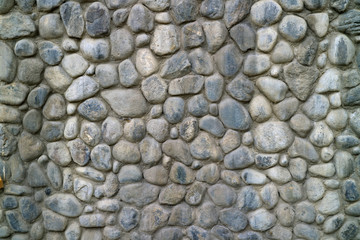 Grey Round Stone Wall Texture for Abstract Background or Banner
