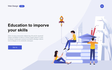 Modern flat design concept of education for website banner and landing page template.Online education, training and courses, learning. Vector illustration.
