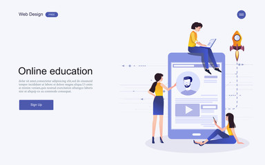 Modern flat design concept of education for website banner and landing page template.Online education, training and courses, learning. Vector illustration.
