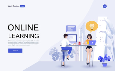 Modern flat design concept of education for website banner and landing page template.Online education, training and courses, learning. Vector illustration.