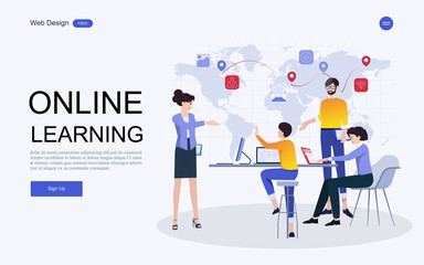 Modern flat design concept of education for website banner and landing page template.Online education, training and courses, learning. Vector illustration.
