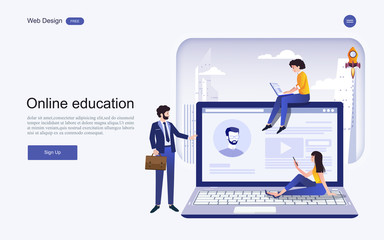 Modern flat design concept of education for website banner and landing page template.Online education, training and courses, learning. Vector illustration.
