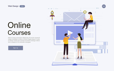 Modern flat design concept of education for website banner and landing page template.Online education, training and courses, learning. Vector illustration.