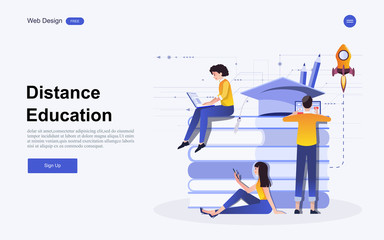 Modern flat design concept of education for website banner and landing page template.Online education, training and courses, learning. Vector illustration.