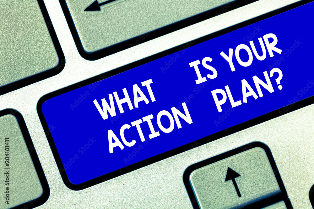 Poster conceptual hand writing showing what is your action planquestion. business photo showcasing explain 