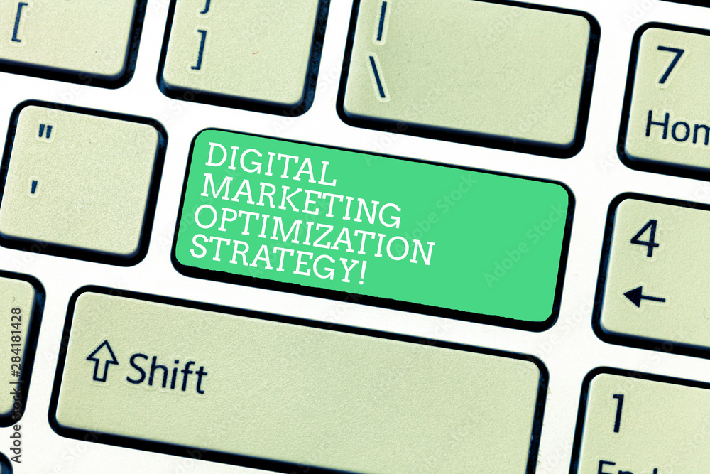 Poster word writing text digital marketing optimization strategy. business concept for social media adverti