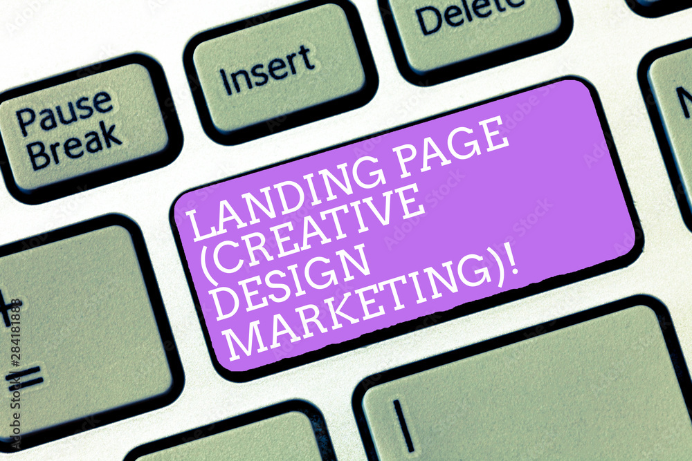 Poster handwriting text landing page creative design marketing. concept meaning homepage advertising social