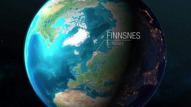 Norway - Finnsnes - Zooming from space to earth