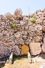 Altar in one of the rooms of the ancient megalithic temple of Gigantija, Xaghra, Gozo, Malta.