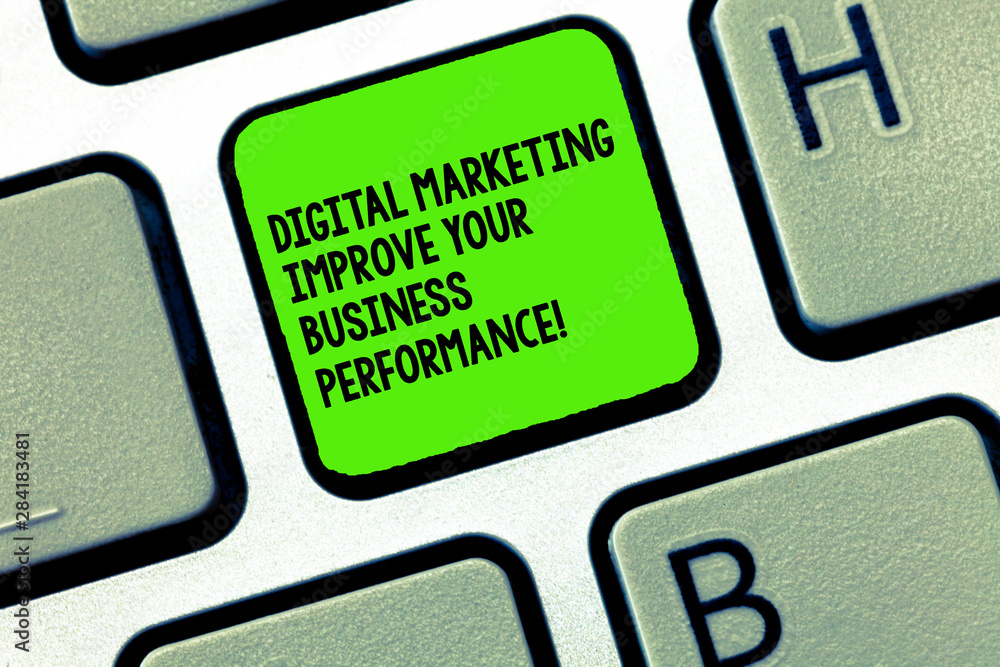 Poster handwriting text writing digital marketing improve your business perforanalysisce. concept meaning s