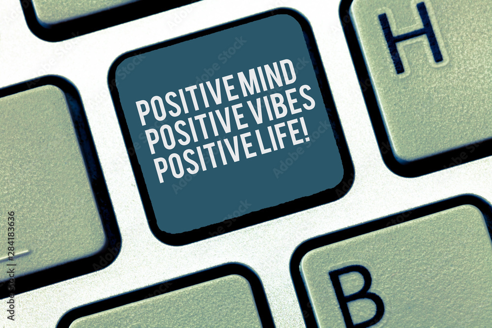 Aufkleber word writing text positive mind positive vibes positive life. business concept for motivation inspir