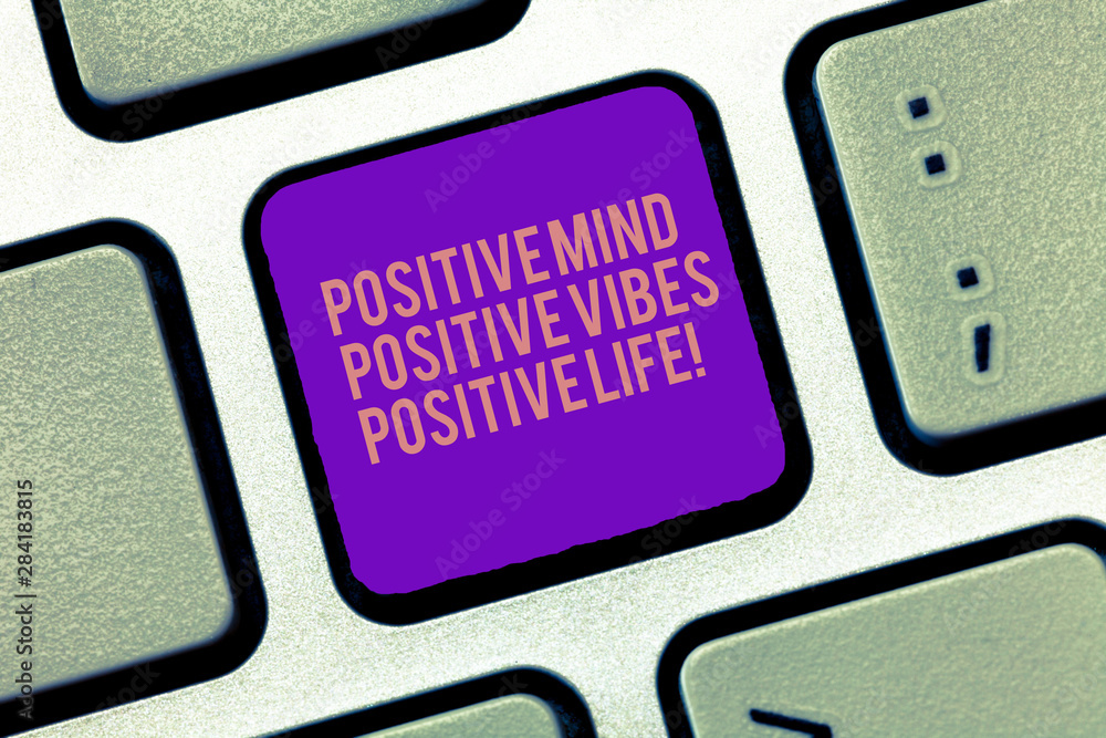 Aufkleber word writing text positive mind positive vibes positive life. business concept for motivation inspir